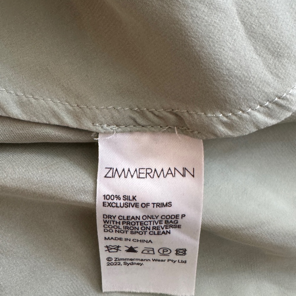 Zimmermann Silk Sage Green Long Sleeves Wrap Mini Dress - Picture 7 of 12